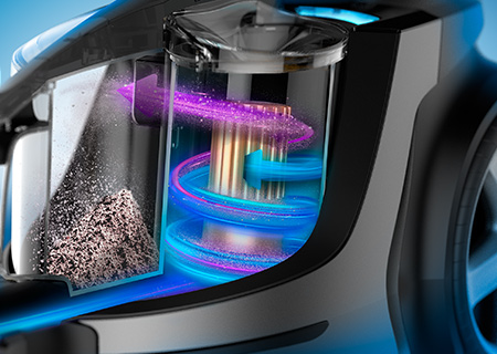 Технологията PowerCyclone позволява максимална мощност на засмукване за по-дълго