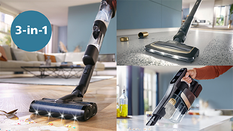 Безкабелната прахосмукачка Philips AquaTrio за сухо и мокро почистване от серия 9000 почиства дома ви