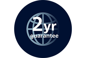 Лого с 2 години гаранция за продуктите на Philips за домашни любимци върху син кръг